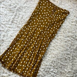 Polka Dot Midi Skirt in Mustard